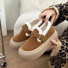 Soufree  -  Women Winter Casual Shoes New Moccasins Soft Platform Non-slip Loafers Fashion Warm Plush Slip on Female Cotton Shoes