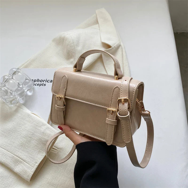 Soufree  -  Vintage Women handbag small female shoulder bag pu leather ladies Totes girl messenger bags bolsas femininas brown satchels