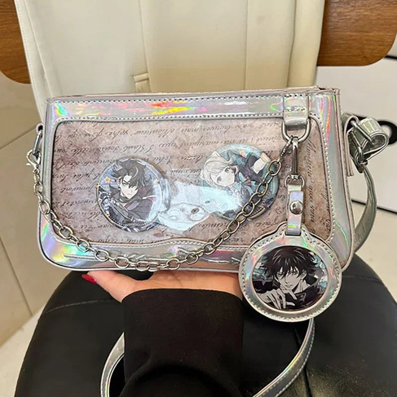 Soufree  -  Y2K Women Ita Bags Fashion Aesthetic Dazzling E Girl Crossbody Shoulder Bags Punk Chains Subculture DIY Badge Bolso Mujer