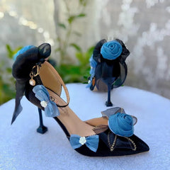 Soufree  -  gothic shoes black high heels women luxury stilettos shoes woman blue heels luxury women's sandal lolita goth shoes y2k heels