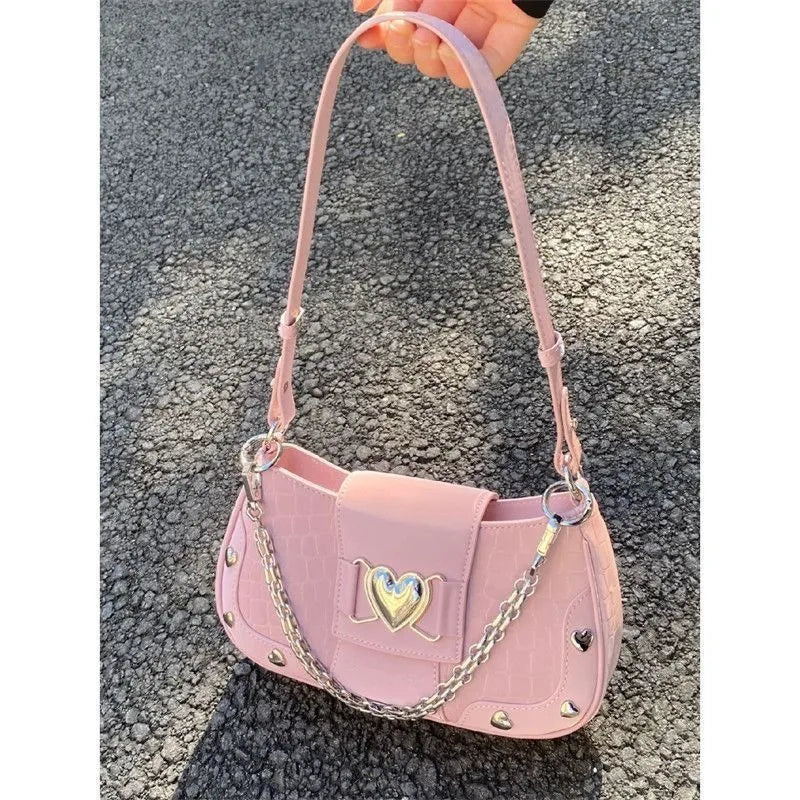 Soufree  -  New Fashion Shoulder Bag PU Bags for Women Sweet Cool Subculture Pink Crossbody Bag сумка Bolsas