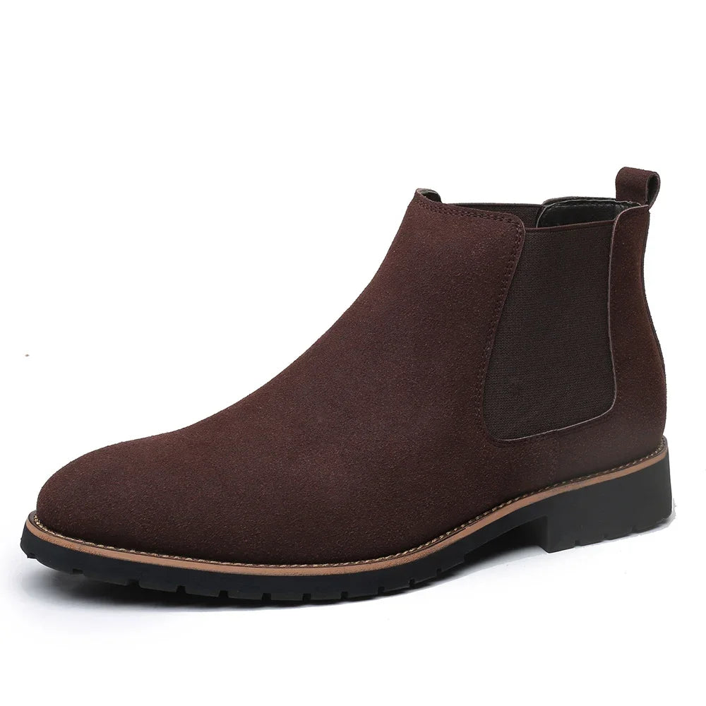 Soufree  -  Black Classic Suede Men Chelsea Boots Male Ankle Shoes Leather Casual Men Boots Formal Dress Shoes Wedding Sleeve Cowboy Boots