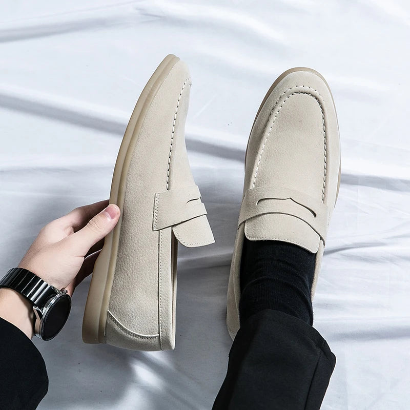 Soufree  -  Classic Soft Suede Shoes Penny Men Loafers Slip On Leather Casual Men Shoes Comfort Driving Shoes Men Flats Walking Footwear