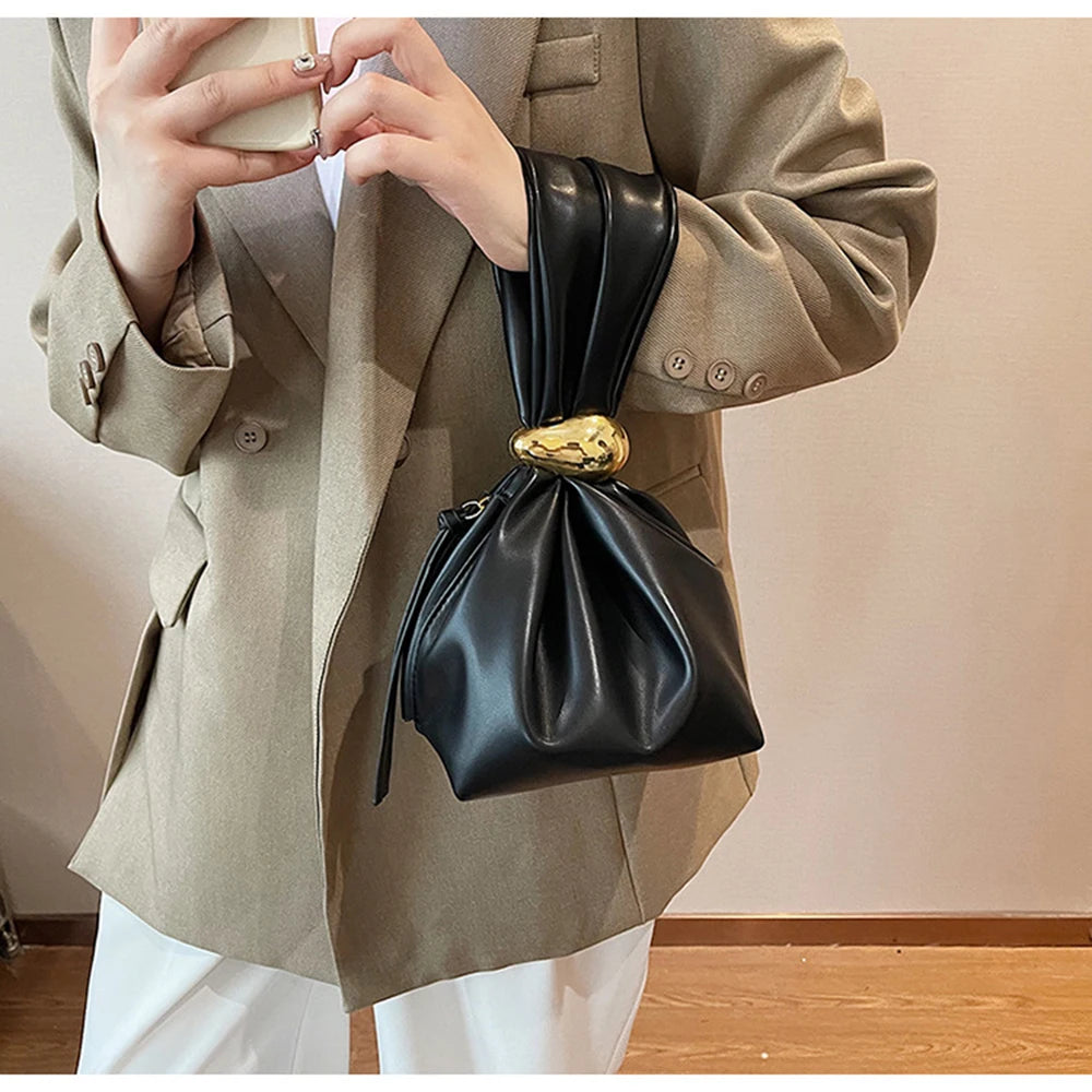 Soufree  -  Design Mini PU Leahter Underarm Pleated cloud bag for Women Fashion Designer Female Retro Shoulder Bag Handbags and Purses