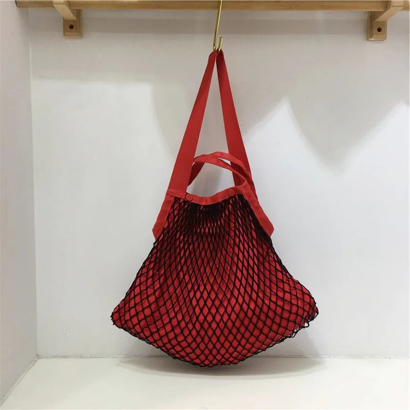 Soufree  -  Fashion design stitching design woven Net Bag for women handbag  large capacity casual ladies shoulder bag big totes bolsa