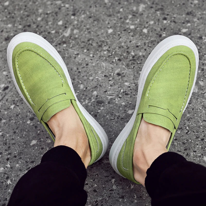 Soufree  -  Autumn Men's Loafers Fashion Green Casual Shoes Men's Walking Shoes Driving Shoes Versatile Thick Sole Shoes Free Delivery