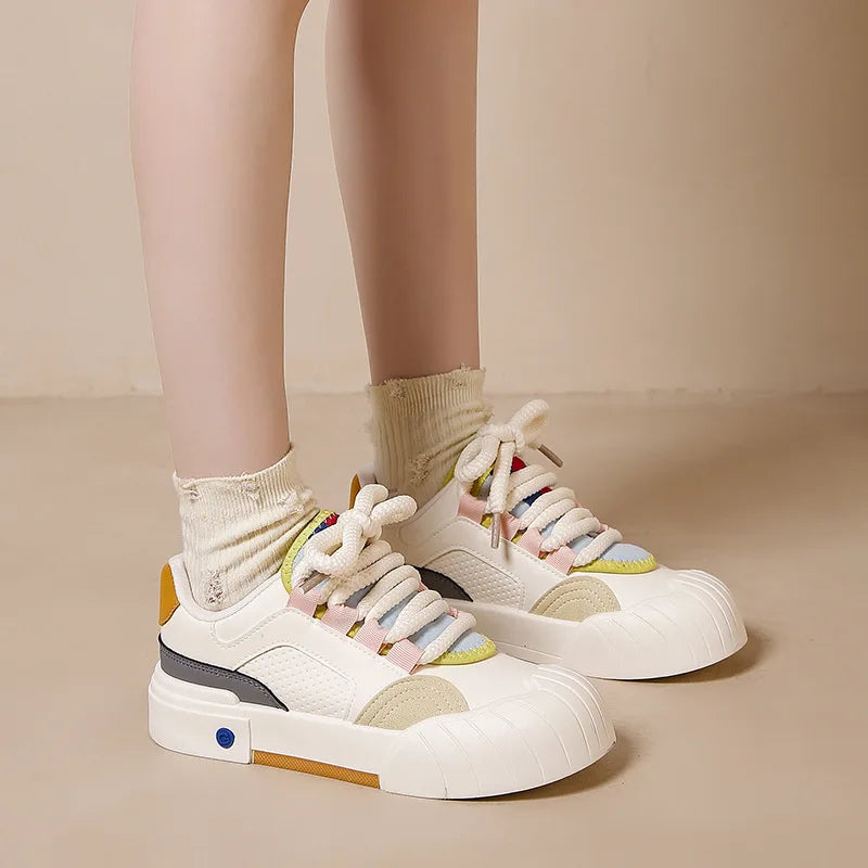 Soufree  -  Fashion Student Sports Shoes Girls Spring Summer New Cute Board Shoes Flat Bottom Walking Lovely Casual Sneaker for Women