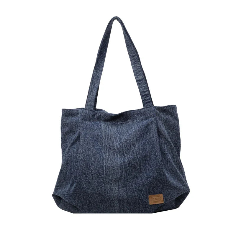 Soufree  -  Large Denim Women's Bag New Jeans Tote Bag Y2K Canvas Shoulder Bag Student Eco Bag Korean Shopper Female Purses and Handbag