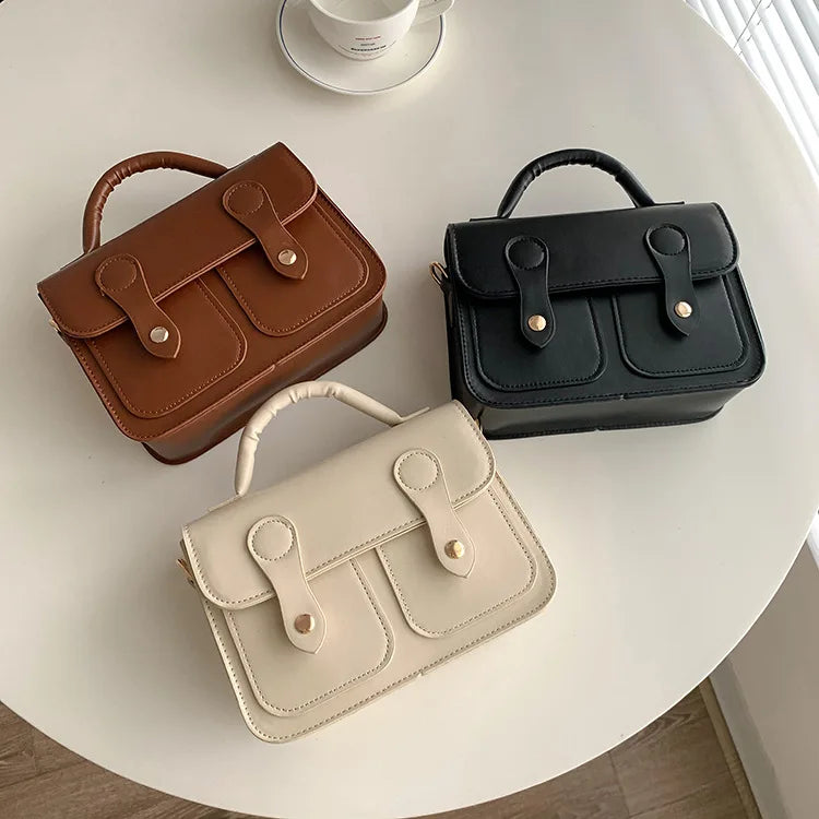 Soufree  -  Vintage Women handbag small female shoulder bag pu leather ladies Totes girl messenger bags bolsas femininas brown satchels