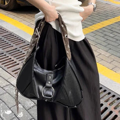 Soufree  -  Punk Women Shoulder Bags Y2K Individuality Rivet Large Capacity Messenger Bag Luxury Designer Vintage Moto Style Female Bag