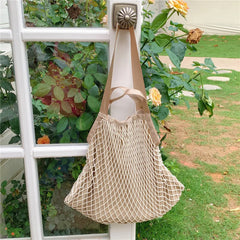 Soufree  -  Fashion design stitching design woven Net Bag for women handbag  large capacity casual ladies shoulder bag big totes bolsa