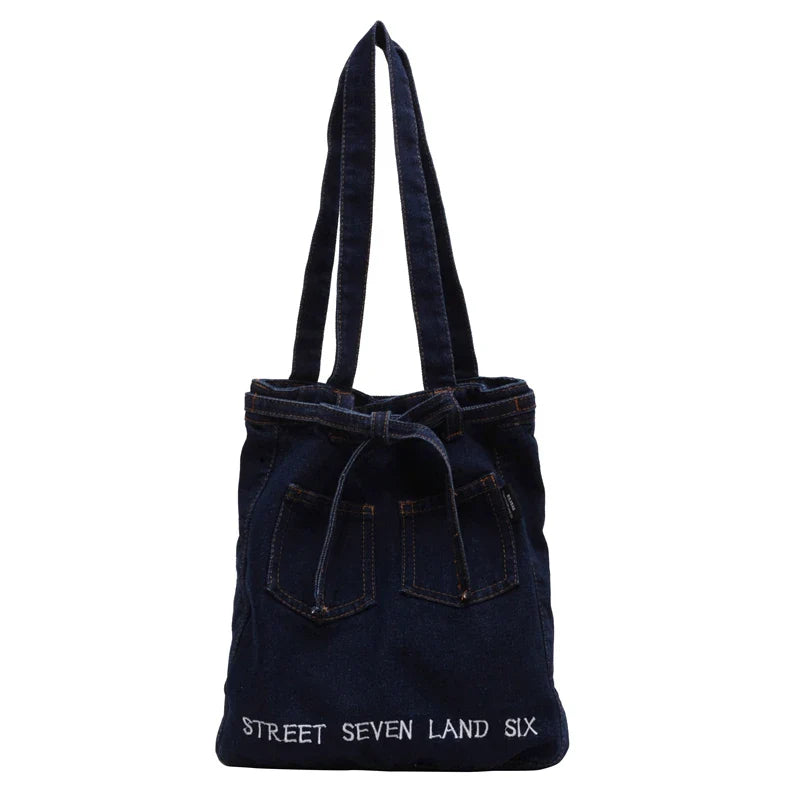 Soufree  -  Large Denim Women's Bag New Jeans Tote Bag Y2K Canvas Shoulder Bag Student Eco Bag Korean Shopper Female Purses and Handbag