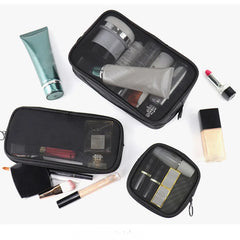 Soufree  -  1PCS Transparent Large Capacity Cosmetic Bag Small Travel Black Mesh Simple Makup Bags Girl Storage Toiletry Wash Lipstick Cases