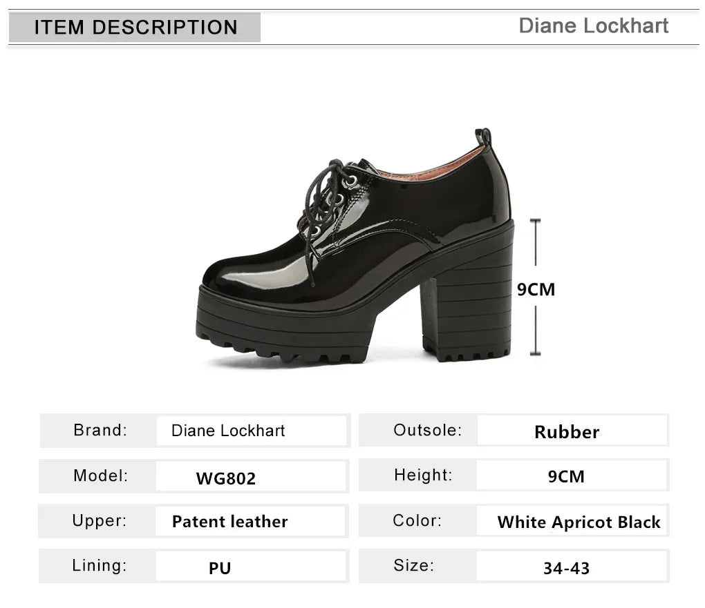 Soufree  -  Classic Lace-up For Women Black White High Heels Short Boot Platform Euro Style Women's Shoes Autumn Spring Punk High Heels Shoe