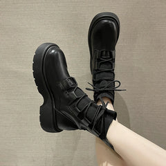 Soufree  -  Stretch Fabric Socks Boots Woman New Ladies Casual Cross-tied Fashion Boots Women Shoes Platform Boots Gothic Women