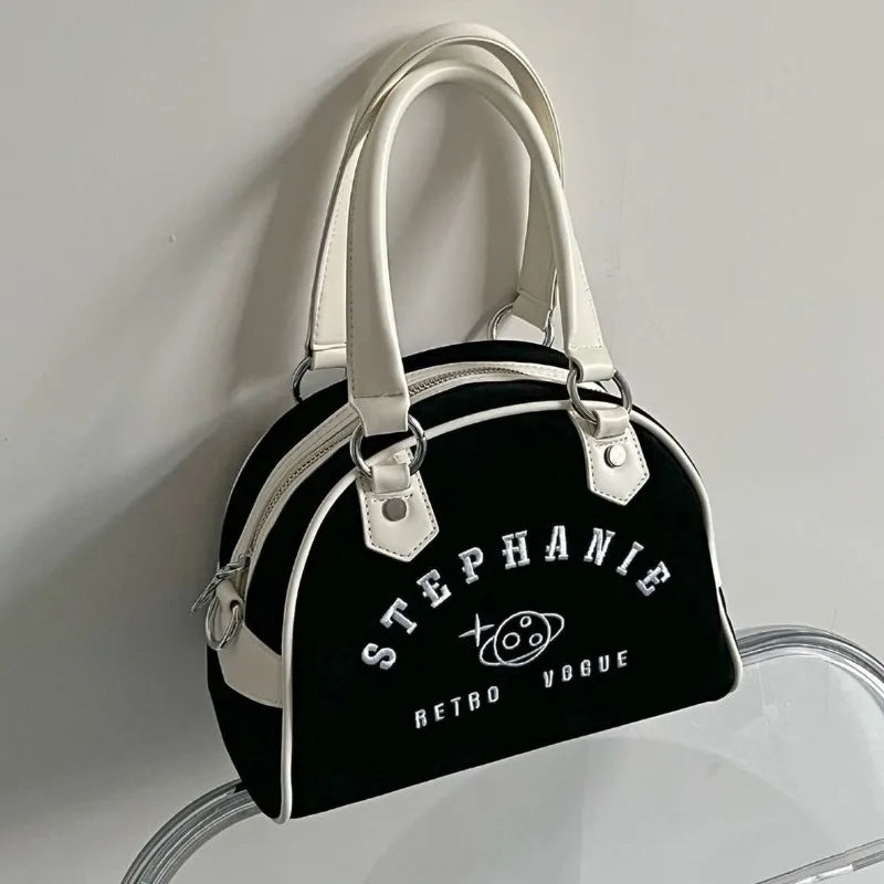 Soufree  -  Retro Women Baseball Handbags Fashion Embroidery Small Capacity Boston Crossbody Shoulder Bags Luxury Sac A Main Femme