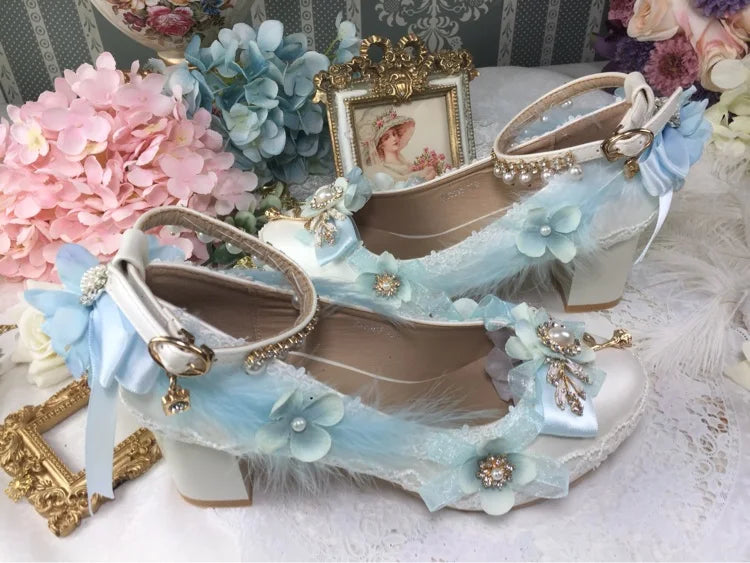 Soufree  -  Flower Wedding Lolita Shoes Handmade Original One Night Story Authentic Tea Party Princess Lo Shoes Customized Lolita High Heels