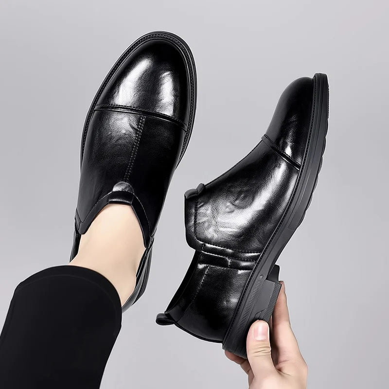 Soufree  -  Men's Fashion Trends Leather Loafers Shoes Men's Formal Party Business Negotiation Social Office Shoes Comfort Round Toe Shoes