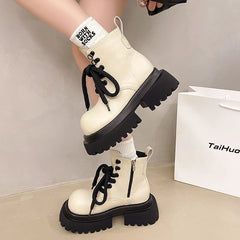 Soufree  -  Rock Shoes Woman Riding Boots Boots-Women Autumn Lolita Ladies Ankle Retro Motorcycle boots Lolita Boots Women Shoes Autumn