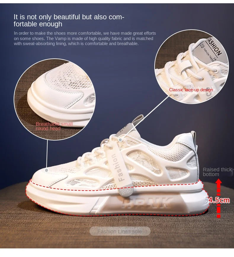 Soufree  -  Hollow Out White Sneakers Women Net Yarn Breathable Leisure Sport Shoes Girls Light Slippery Wear-resisting Free Shipping