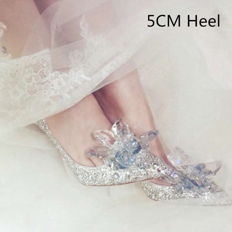 Soufree  -  Newest Shoes Rhinestone High Heels Women Pumps Pointed toe Woman Crystal Party Wedding Shoes 5cm/7cm/9cm