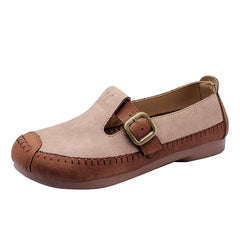 Soufree  -  unique shoes Women Shoes Autumn New Flat Sole Casual Shoes Retro Comfort Belt Buckle Trendy Maillard Anti Slip Boken Shoes Zapatos Mujer