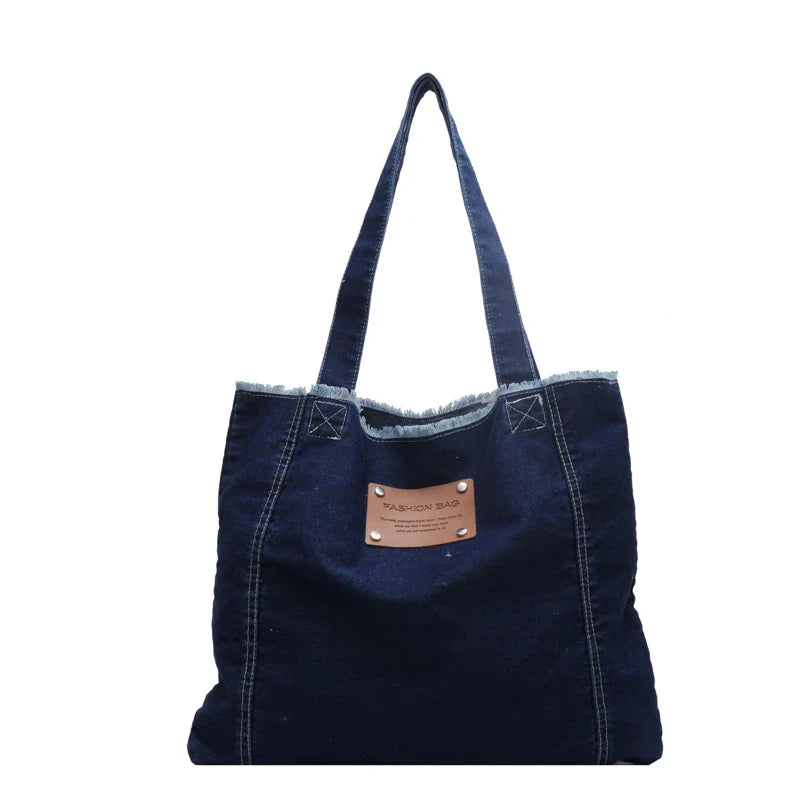 Soufree  -  Large Denim Women's Bag New Jeans Tote Bag Y2K Canvas Shoulder Bag Student Eco Bag Korean Shopper Female Purses and Handbag