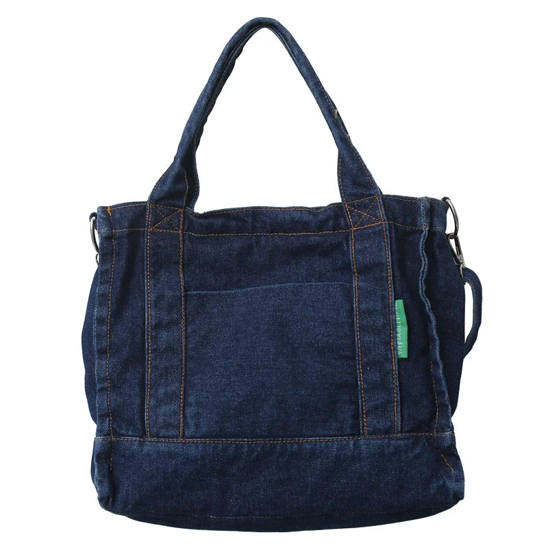 Soufree  -  Large Denim Women's Bag New Jeans Tote Bag Y2K Canvas Shoulder Bag Student Eco Bag Korean Shopper Female Purses and Handbag