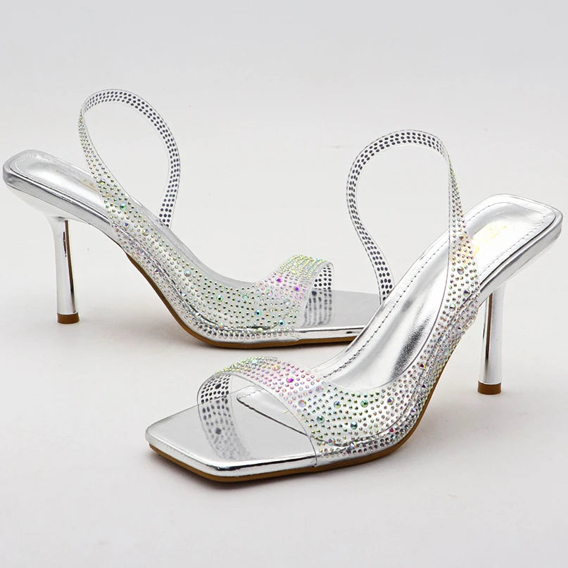 Soufree  -  Rhinestone Transparent High Heeled Sandals Women Pvc Summer Ope Toe High Heels Female Fashion Designer Sandals Women Pumps