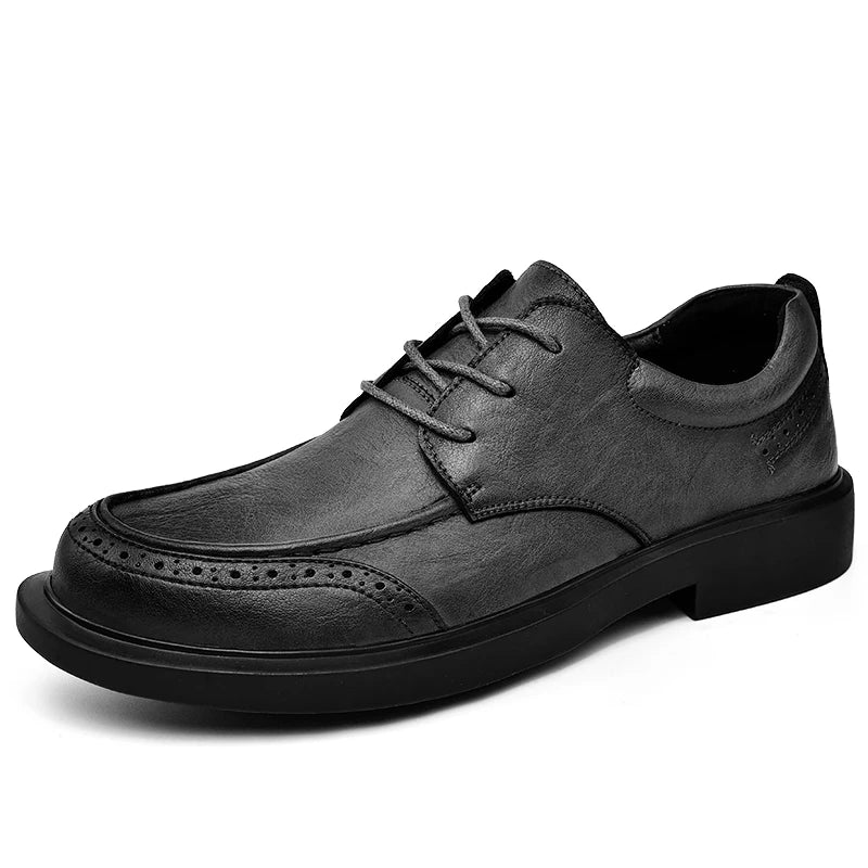 Soufree  -  Fashion Classic Men's Genuine Leather Shoes Lace Up Office Business Shoes Commuter Men's Casual Shoes Banquet Suit Shoes