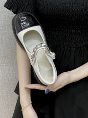 Soufree  -  Fairy High Heels Lolita Sweet Shallow Mouth Single Shoes Fashionable Pearl Colored Mary Jane Shoes Academy Style Leather Shoes