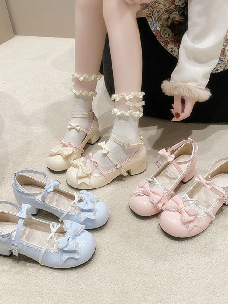 Soufree  -  Cute Sweet Girl Lolita Shoes Women Summer New Japanese Small Leather Shoes Female Hipster Bow Preppy Student Single Shoes