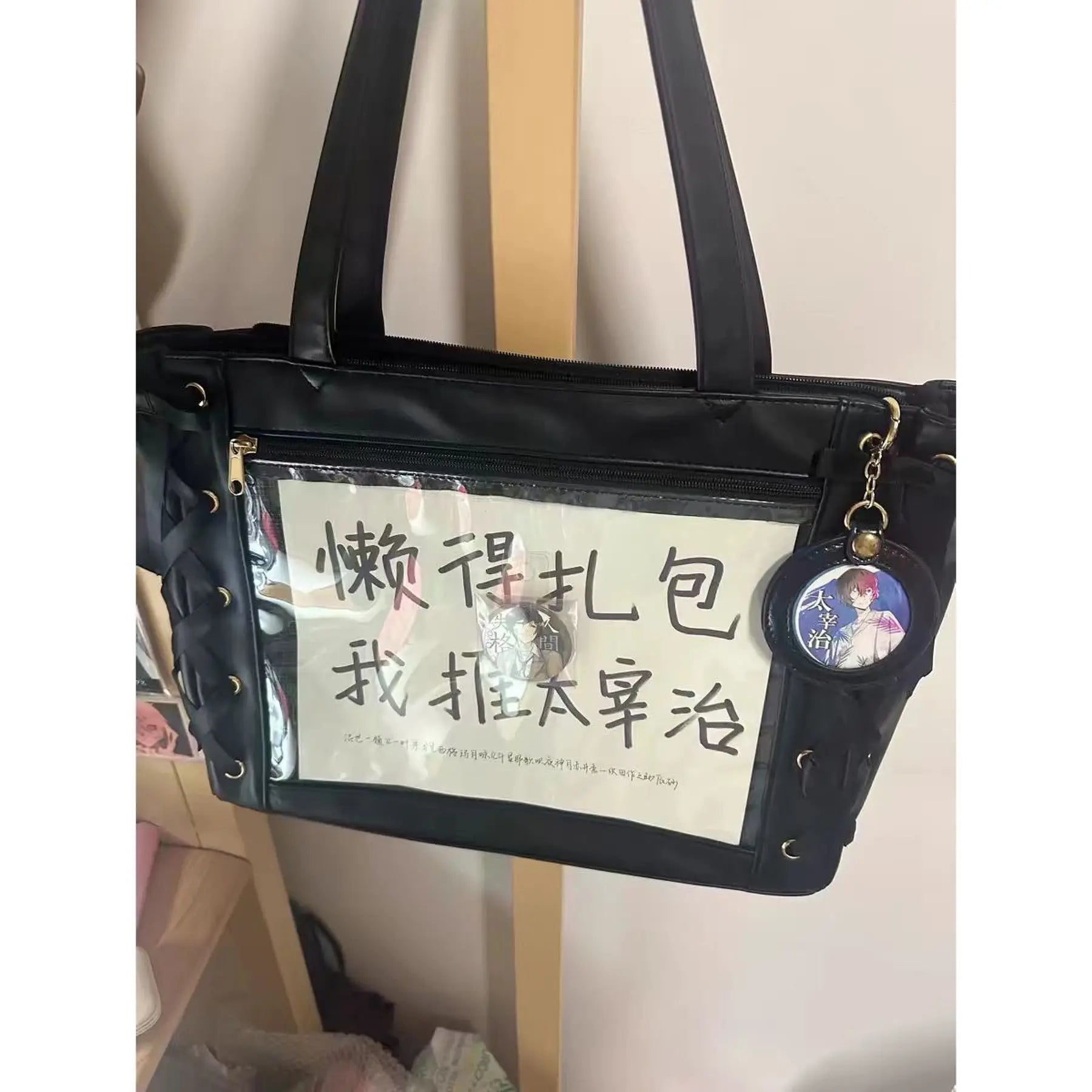 Soufree  -  Sweet Lolita Pink Ita Bag Women Japanese Transparent Large Capacity Tote Bag Ladies Harajuku Kawaii Handbag Aesthetic