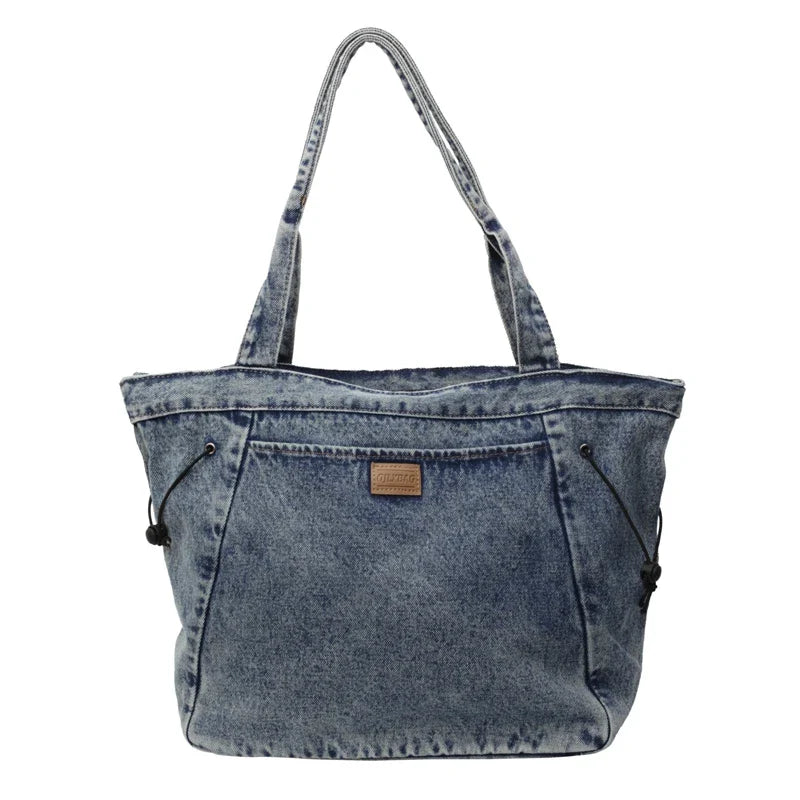 Soufree  -  Large Denim Women's Bag New Jeans Tote Bag Y2K Canvas Shoulder Bag Student Eco Bag Korean Shopper Female Purses and Handbag