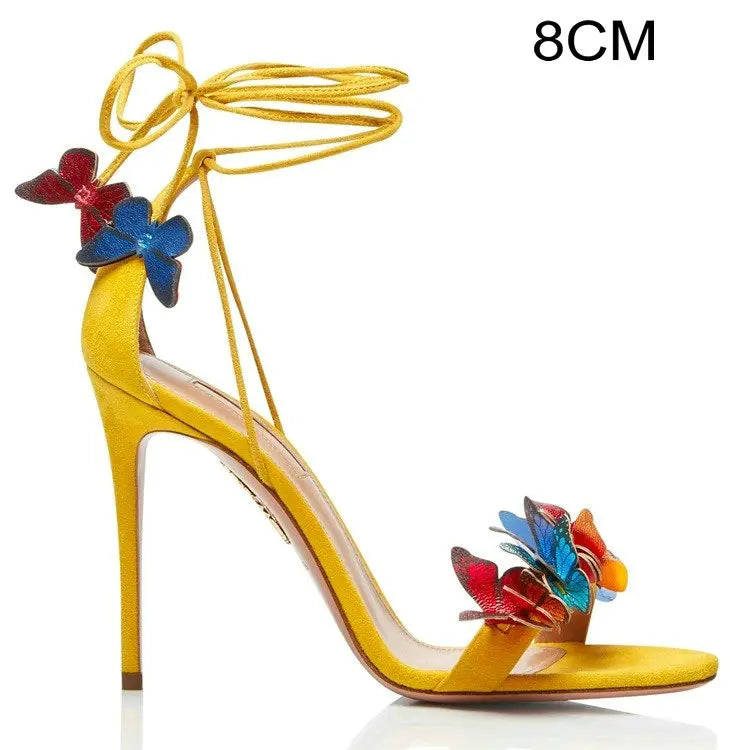 Soufree  - New Summer Strap With A Word Belt Butterfly Fairy Wind Design Sense Open Toe Super Slim High Heel Sandals Female Shoes