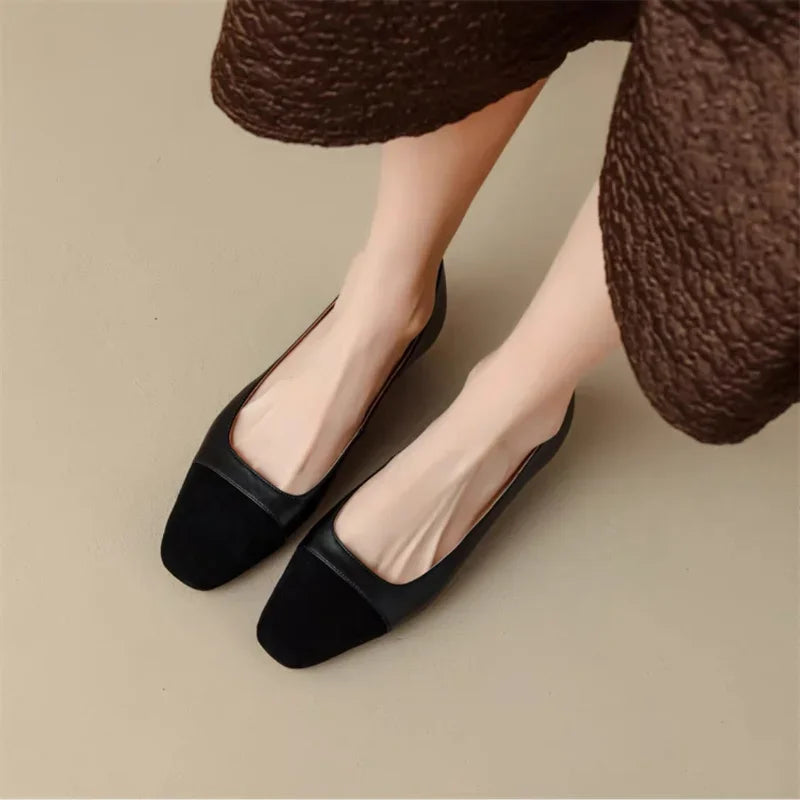 Soufree  -  summer shoes Spring and autumn new women's fashion comfortable thick heel shoes casual low heel square head women's shoes