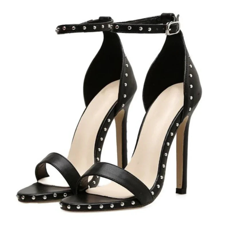 Soufree  -  Sexy Rivet Thin Heels Women's Sandals with Breathable Ankle Straps for Party High Heels Sandal