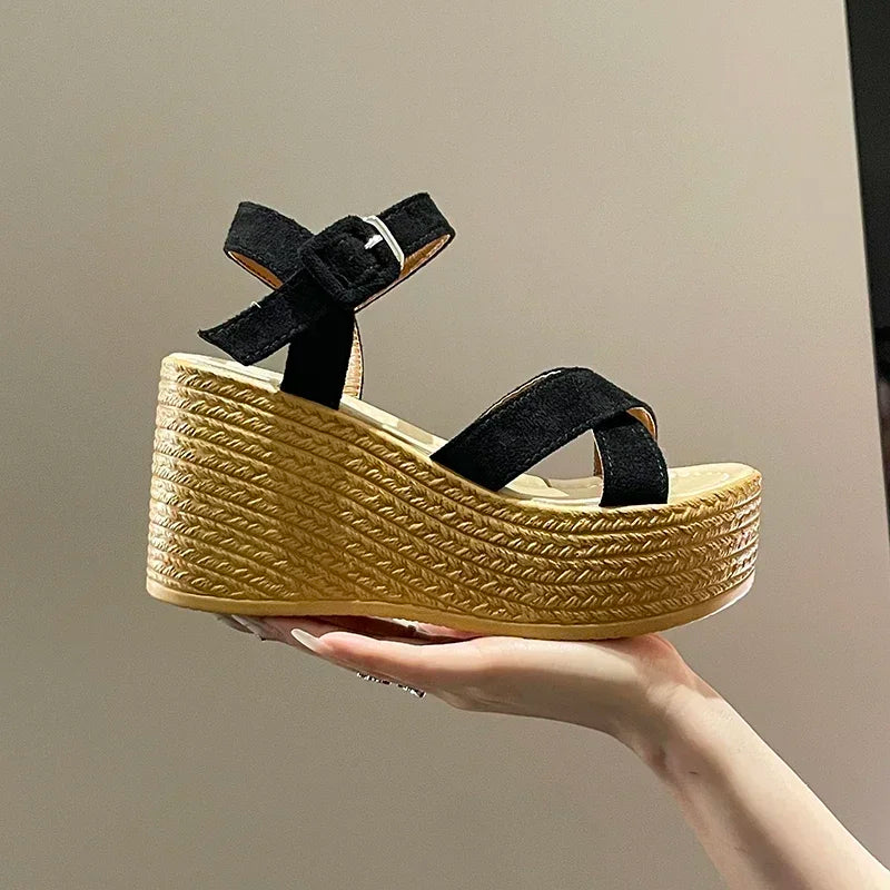 Soufree  -  New Wedge Heel Summer New Fashion Platform Thick Bottom Buckle Casual Comfortable Walking Shoes Sandals for Women