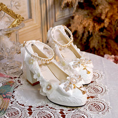 Soufree  -  Flower Wedding Lolita Shoes Handmade Original One Night Story Authentic Tea Party Princess Lo Shoes Customized Lolita High Heels