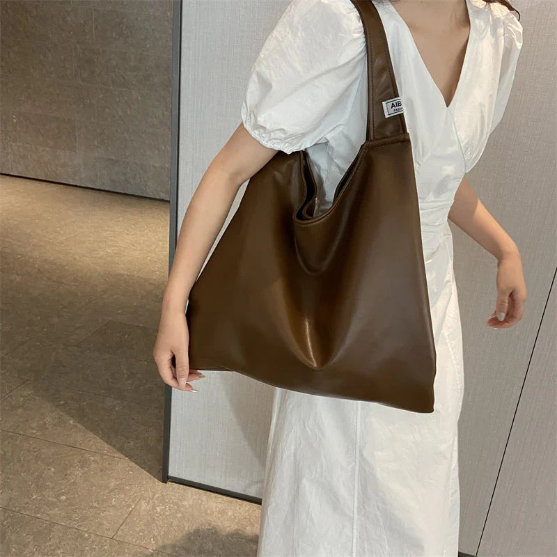 Soufree  Women Tote Bags Summer Latest Brands Large Capacity Shoulder Bag Soft PU Leather Lightweight Shopper Totes Sac A Main