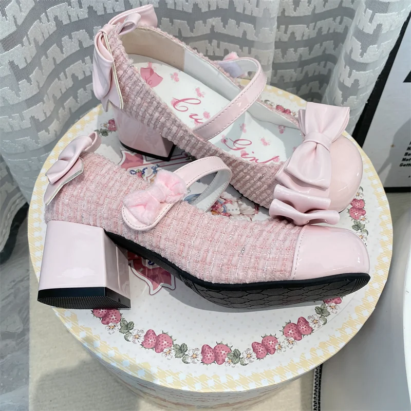 Soufree  -  Cos Loli Tea Party Lolita Shoes Glow in the Night Elegant Cute High Heels Lolita Round Toe LO Sweet Cute Shoes