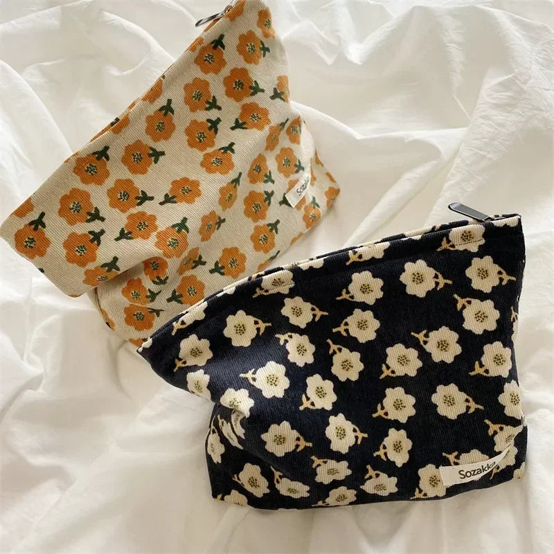 Soufree  -  New Fashoin Leopard Print Women's Cosmetic Bag Retro Flower Ladies Clutch Purse Travel Handbags Schoolgirl's Pencil Storage Bags