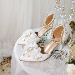 Soufree  -  Original One Night Story Authentic Lolita Shoes Lolita Flower Wedding Pointed Thin Heels Bride Wedding High Heels Lo Shoes