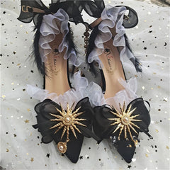 Soufree  -  Lolita Black Tea Party High Heels Dark  Japanese sweet lolita shoes vintage  kawaii girl shoes cosplay loli women shoes