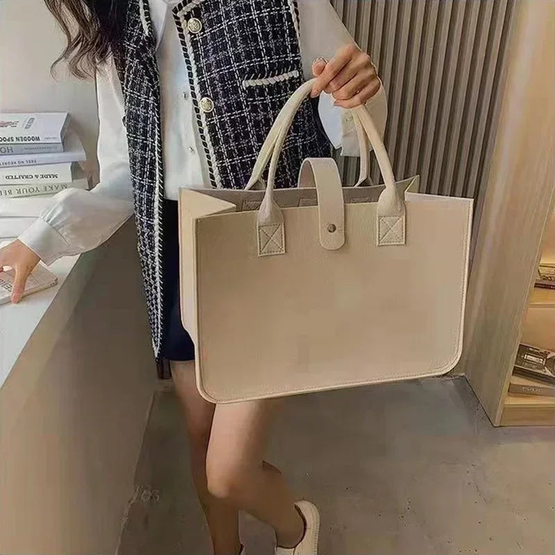 Soufree  -  New Shopping Handbag Women's Handbag Large Capacity Open Fashion Felt Shopping Designer Tote Woven Bag Shop Online China