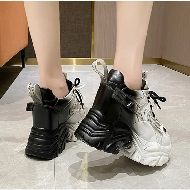 Soufree  -  Mesh Platform Shoes Casual Sneaker Women New Wedge Heels Outdoor Chunky Running Shoes Lace-up Tennis Sport Shoes for Woman