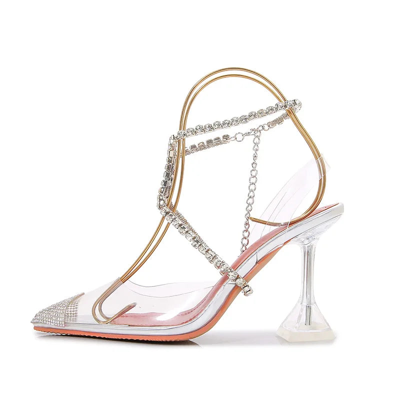 Soufree  -  Designer Transparent Crystal Sandals Women Clear High Heels Party Shoes Women Pumps Bling Bling Runway Sandals Summer Shoes