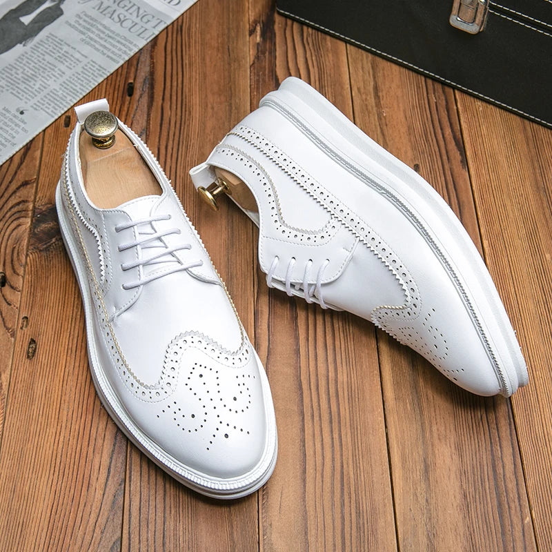 Soufree  -  Brogues Leather Formal Shoes Men Oxfords Thick Bottom Men Fashion Wedding Party Men Dress Shoes Italian Designer Male Shoes