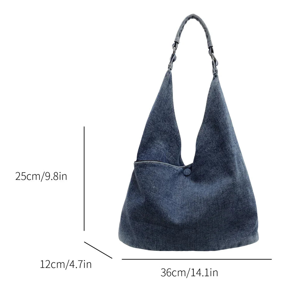 Soufree  -  Solid Denim Women's Bag New Jeans Handbags Canvas Shoulder Bag Shopper Messenger Bag Y2K Eco Bag Korean Tote Bag Designer Hobos