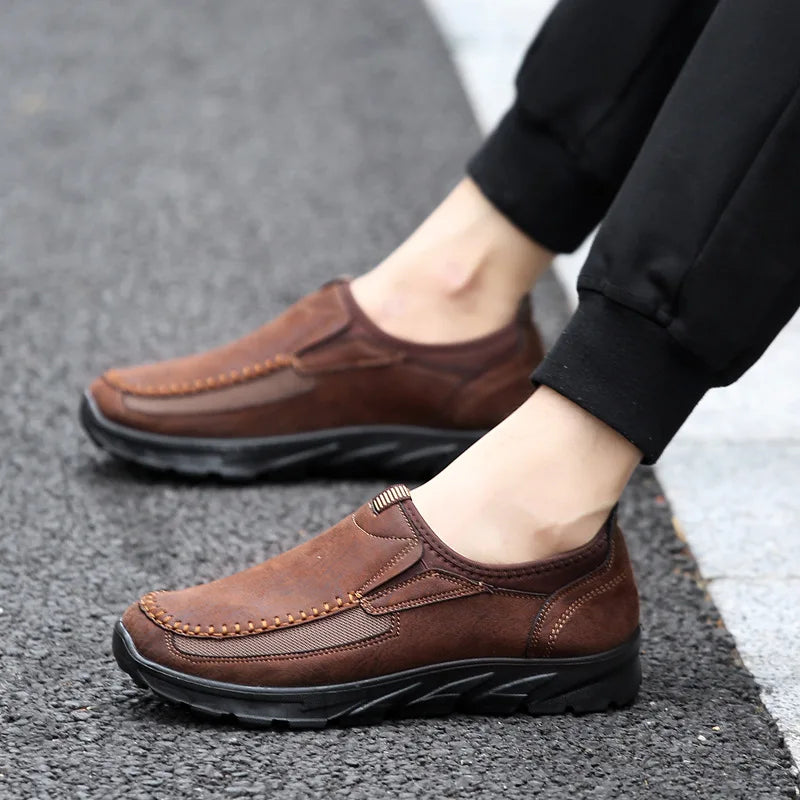 Soufree  -  Men Slip-on Loafers Luxury Brand  Male Casual Walking Shoes Dress Moccasins Breathable Slip on Black Driving Shoes Plus Size 46